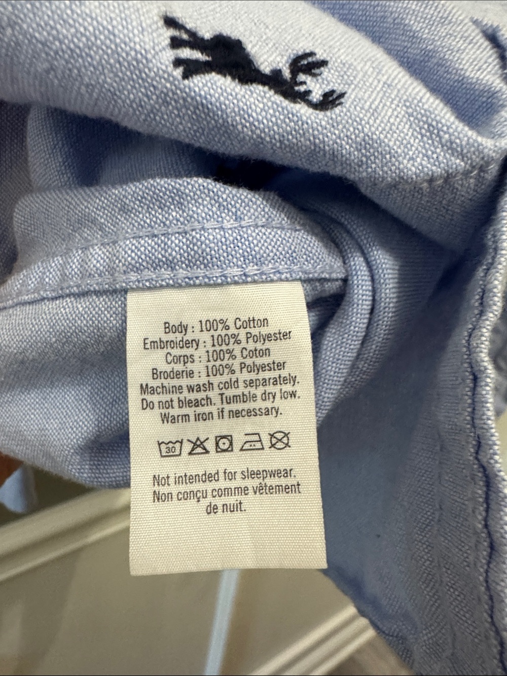 Janie and Jack Light Blue Button-Down with Navy Moose Embroidery 5 Cotton - Picture 6 of 6
